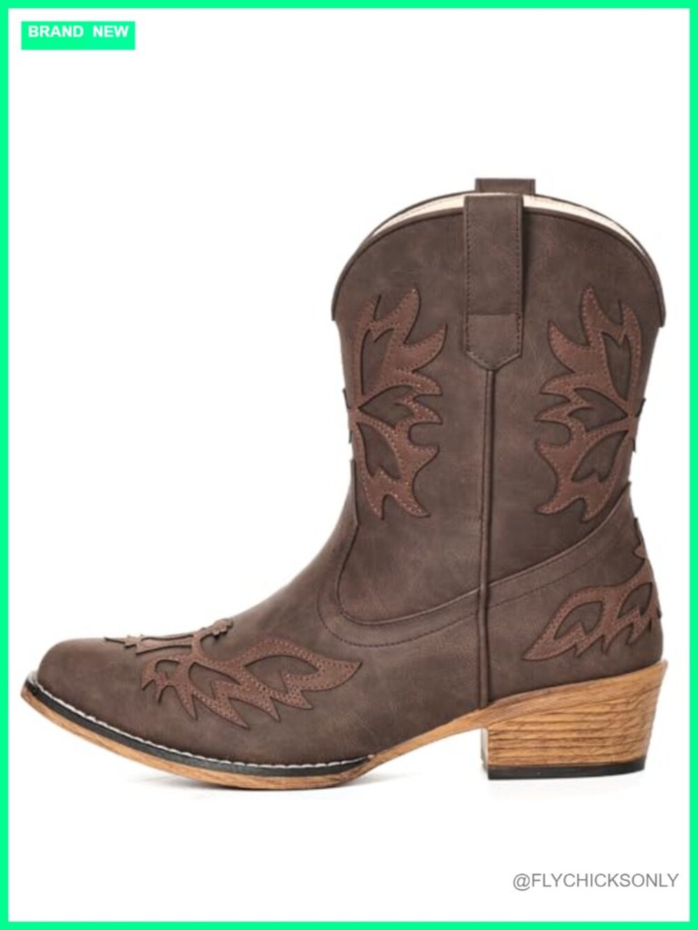 Faux Leather Ankle Cowboy Boots Western Embroidered Snip Toe Booties